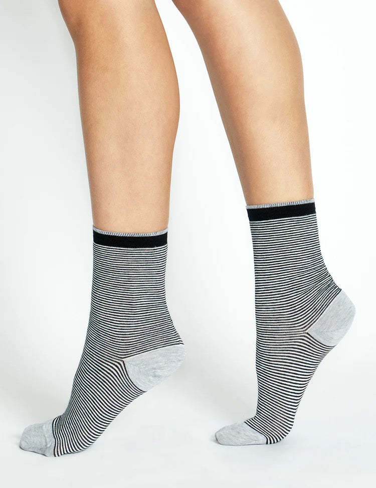 Lina Fine Stripe Crew Sock